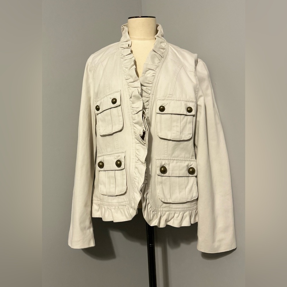 Cream CATO ruffle blazer size L